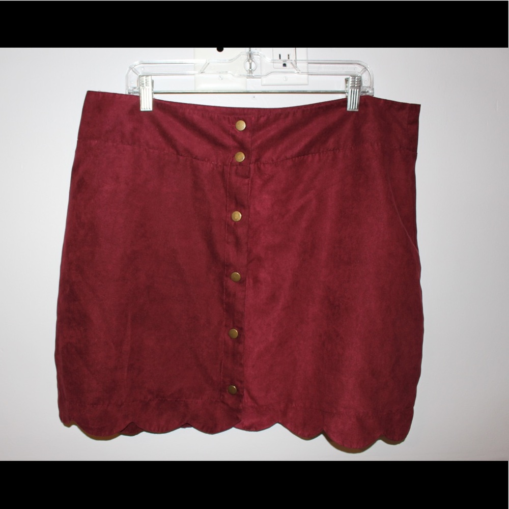 Maroon Burgundy Button Up Skirt